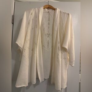 Free People Cream and White Lace Light Cotton Cardigan or Jacket